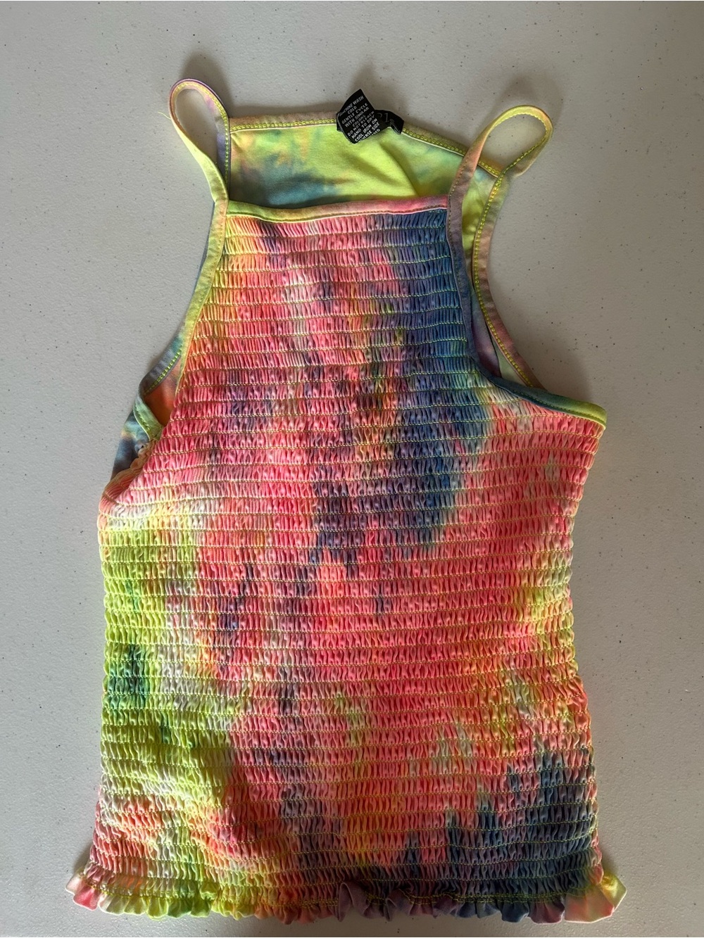 Rue21 Neon Tie-Dye Smocked Tank - Pink, Yellow, Blue, Green,Purple